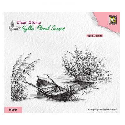 Nellies Choice Clear Stamp - Lake With Rowingboat